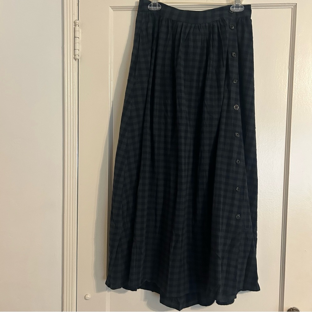 Disturbia Jeannie Check Cotton Button Midaxi Skirt - Picture 6 of 9